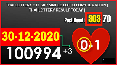 Thai Lottery HTF 3up simple formula paper 30.12.2020