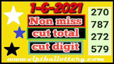 Thai lottery non miss cut digit and cut total 1.6.2021