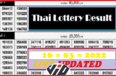 Thai Lottery 16 March 2022