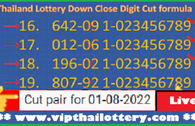 Thailand Lottery Down Close Digit Cut Formula 01-08-2022