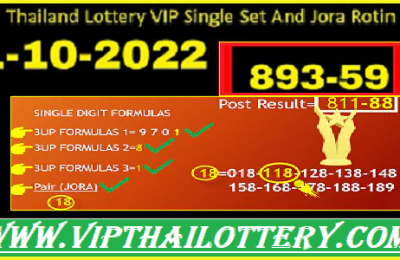 Thailand Lottery Vip Single Set result Jora Rotin 01-10-2022