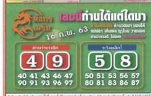 Thai Lotto VIP formula 3up Down Result 16-02-2020