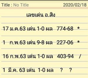 THAI LOTTERY DOWN SETS 01.03.2020