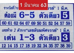 Thailand Lottery Second Paper Complete Set For 16-03-2020