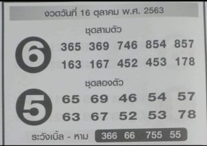 Thailand Lottery Good paper for 16/10/2020