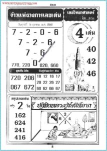 Thai Lottery 1st paper 16 October 2020 ( First Paper )