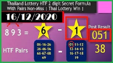 Thailand Lottery HTF 2 Digit Formula Non Miss 16-12-2020