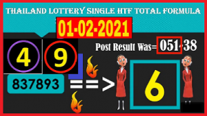 Thailand Lottery Single HTF Total Formula 1st February 2021