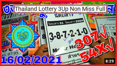 Thailand Lottery 3Up Non Miss Full Game Open 16-2-2021