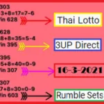Thai Lottery 3UP Direct and Rumble Sets 16-3-2021