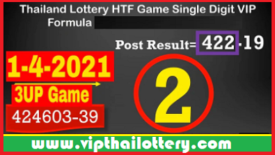 Thai Lottery HTF Game Single Digit VIP Formula Straight Sets 1-4-2021