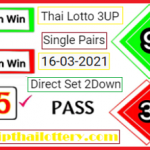 Thai Lotto 3UP Direct Set 2Down Single Pairs 16th March 2021