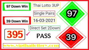 Thai Lotto 3UP Direct Set 2Down Single Pairs 16th March 2021