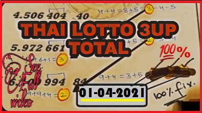 Thai Lotto 3up Total Pass hand made 100% fix 1-4-2021