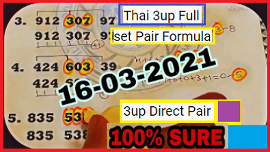 Thai Lotto 3up full set pair formula and 3up direct pair 16-3-2021