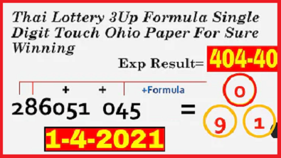 Thai lottery 3up sure single number pass 1-4-2021