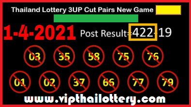 Thailand Lottery 3UP Cut Pairs New Game 1-4-2021
