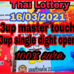 Thailand Lottery 3UP HTF Single Digit Master Paper 16-3-2021