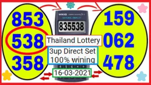 Thailand Lottery 3up Direct Set 100% wining chance 16-03-2021