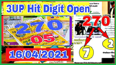 Thai Lottery Store Book Magazine 3up hit digit open 16-4-2021