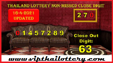 Thailand Lottery Down Non-missed Close Digit 16-4-2021