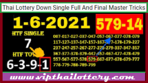 Thai Lottery Down Single Full and Final Master Tricks 1-6-2021