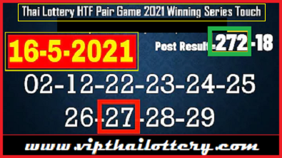 Thai Lottery HTF Pair Game Winning Series Touch Pass 16-5-2021