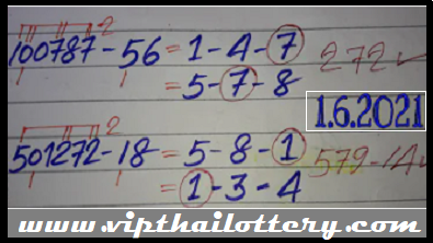 Thai Lotto 3up middle digit set 1-6-2021