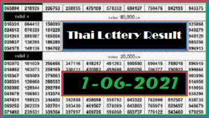 Thailand Lottery Result 1 June 2021