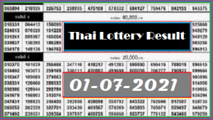 Thai Lottery Result 1st July 2021