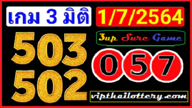 Thai Lotto 3up sure game 1-7-2021 single digit best touch
