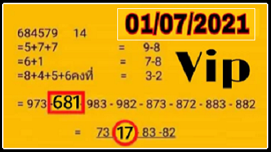 Thailand Lottery 100% sure tips Total Pass 1st July 2021