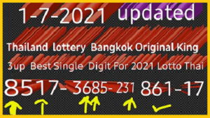 Thailand lottery Bangkok original king Best Single Digit 01/07/2021