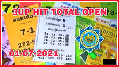 Thailand lottery total paper and 3up single digit open 1/7/2021