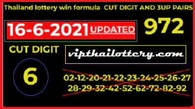 Thailand lottery win formula CUT DIGIT and 3UP PAIRS 16-6-2021