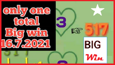 Thailand lottery only one total Big win game 16.7.2021