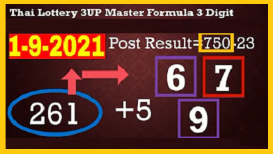 Thai Lottery 3UP Master Formula 3 Digit VIP Tips 1-9-2564
