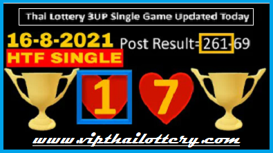 Thailand Lottery 3UP Single Game Updated 16th August 2564