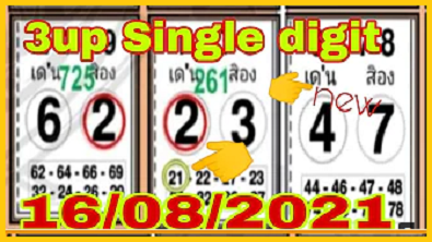 Thailand lotto single digit formula paper magazine pair tips 16.8.2021