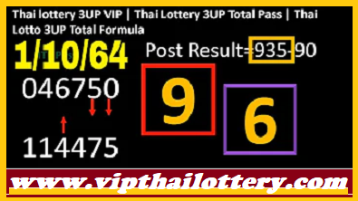 Thai Lotto VIP 3UP Total Formula Total Pass 1/10/64