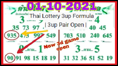 Thailand Lottery Live Tips New 3D Game Pair Open Formula 01-10-2564