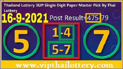Thailand Lottery Rumble Single Digit Paper Master Pick 16-9-2021