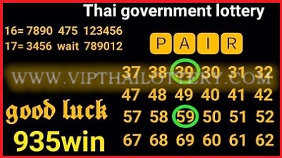 GLO Thai Government Lotto HTF Single Final Digit Paper Pairs 17-01-2022