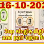 Thailand Lottery Live Tips 3up Single Digit Open 16/10/2021