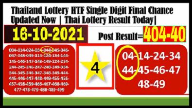Thailand Lottery Result Today HTF Single Digit Final Chance 16-10-2564