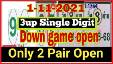 Thailand Lottery Special Tips Single Digit Down Game 1st November 2021