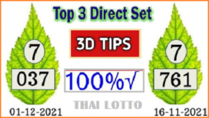 Thai Lotto 3D Tips Top 3up Direct Set