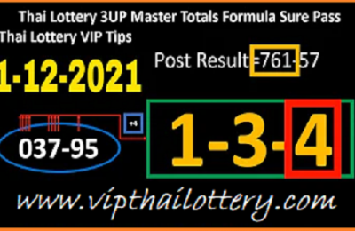 Thailand Lottery 3UP Master Totals Formula Sure Pass 1st December 2564