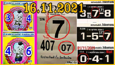 Thailand lottery Single Digit Game Open First Routine Formula 16-11-2564