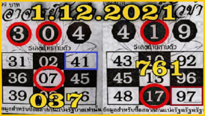 Thailand lotto Game Open 3up single digit 💯 Sure 01 December 2564